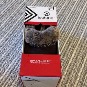 Isotoner Women's Dark Brown Slippers with Plush Trim